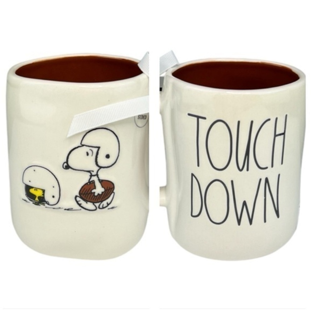 PETS - Rae Dunn- ‘Touch Down’ Peanuts Football 🏈 ceramic mug. NWT Firm!